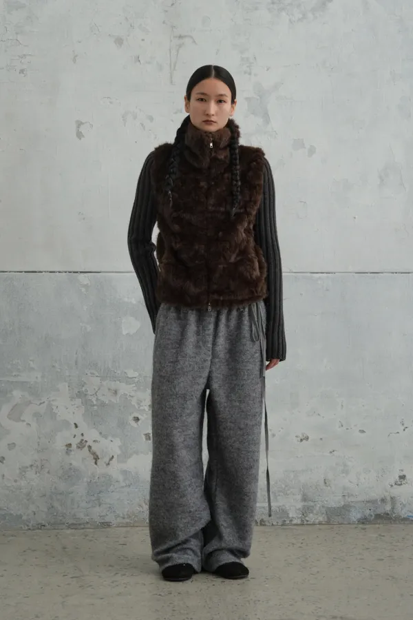 Fur Knit Zip-Up Cardigan