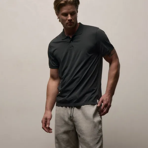 Luxe Lotus Jersey Polo - Carbon