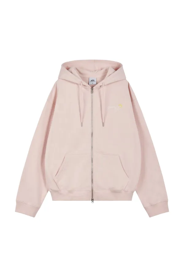 LETTERING LOGO ZIP UP HOODIE-PINK