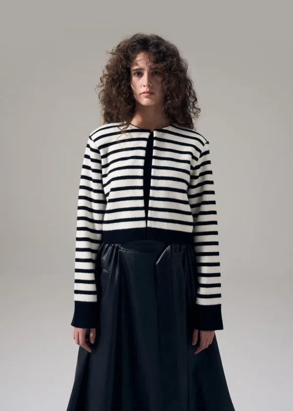 W STRIPED WOOL-BLEND KNIT JACKET - STRIPE