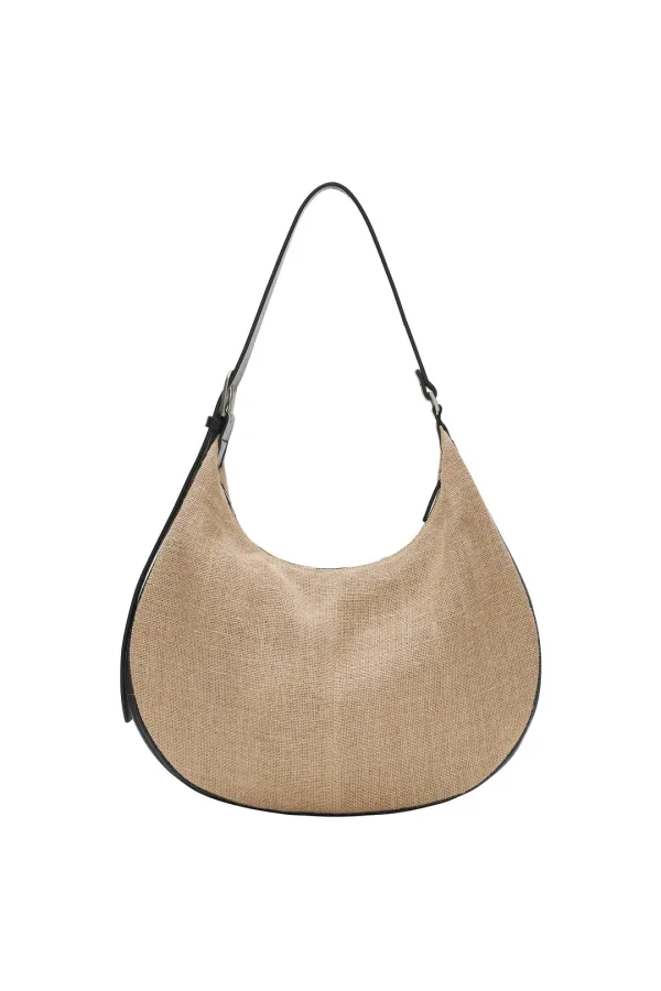 BOHEMIAN STITCH TOTE RATTAN BAG [BEIGE]