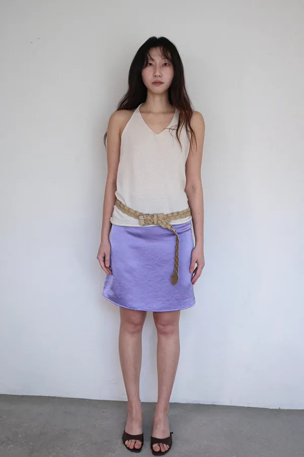 satin low-rise skirt_Violet