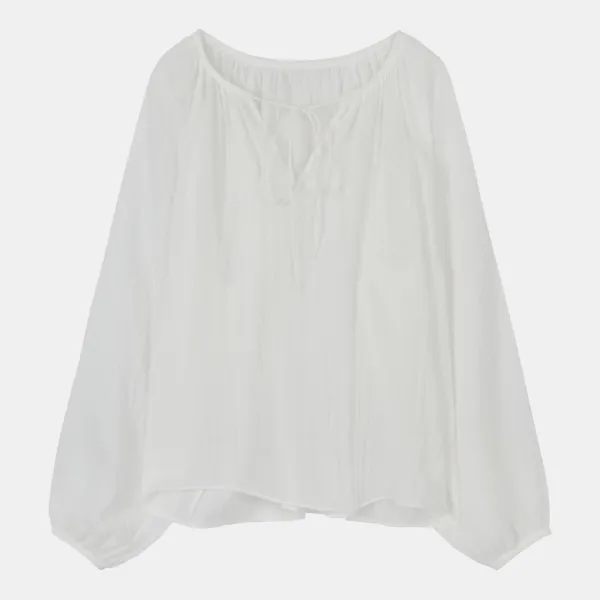 drawstring shirring blouse (white)