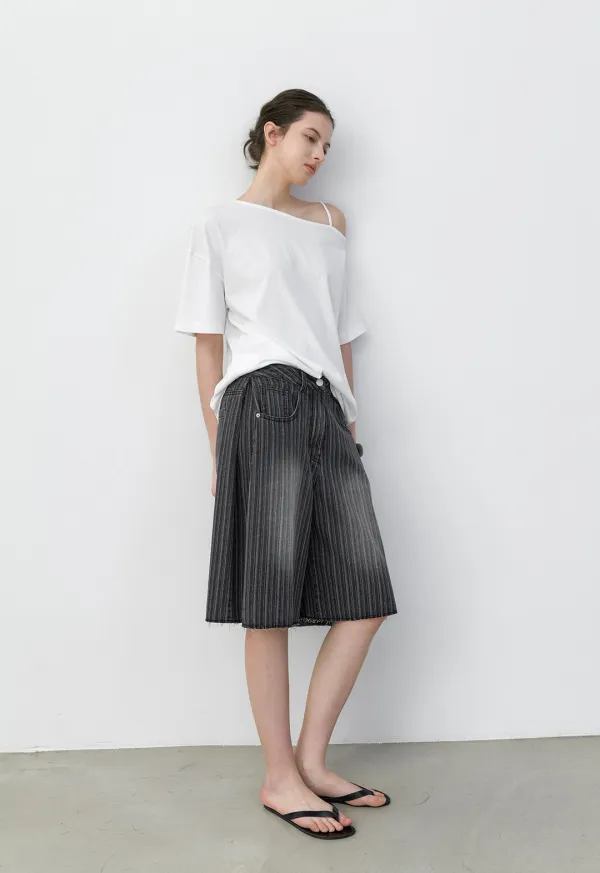 (T-7219) ONE-OFF SHOULDER BOXY TEE