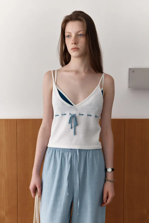 string layered knit - white