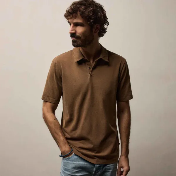 Sueded Jersey Polo - Gingerbread Pigment