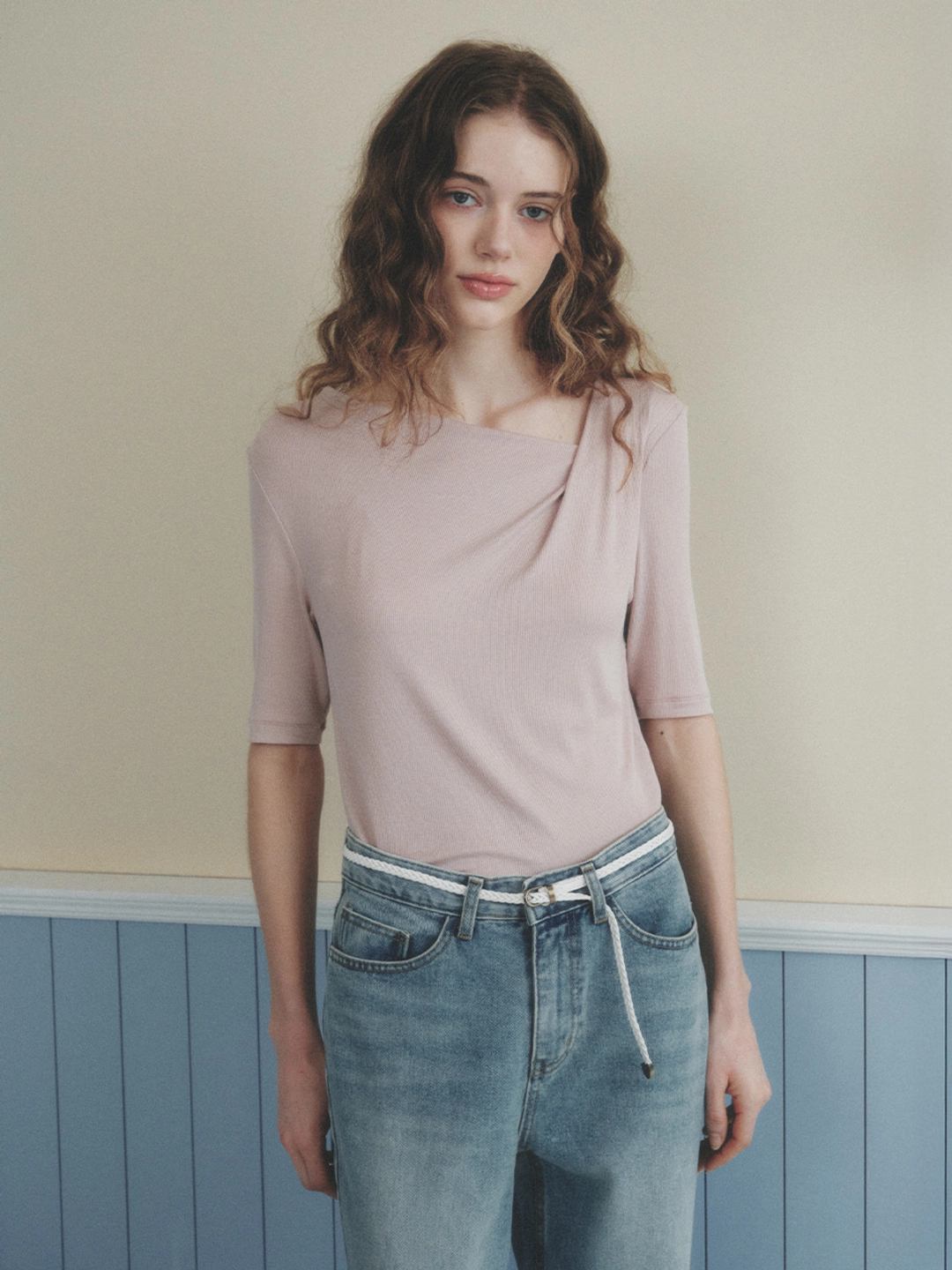르니나 LOREN drape neck t-shirt_pink (6/2 예약배송) 상품 이미지 2