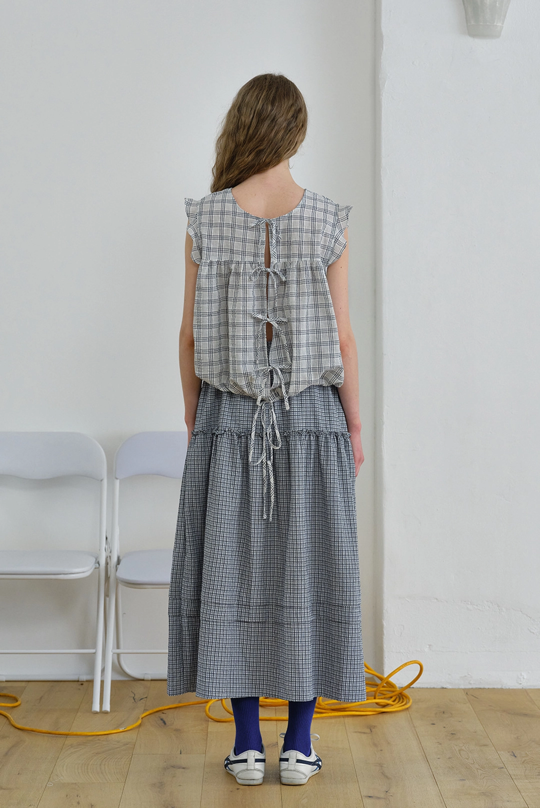 브렌다 브렌든 two way string blouse - check 상품 이미지 2