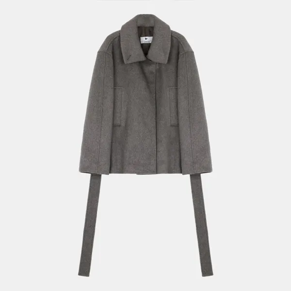 wool belted jacket (oat gray)