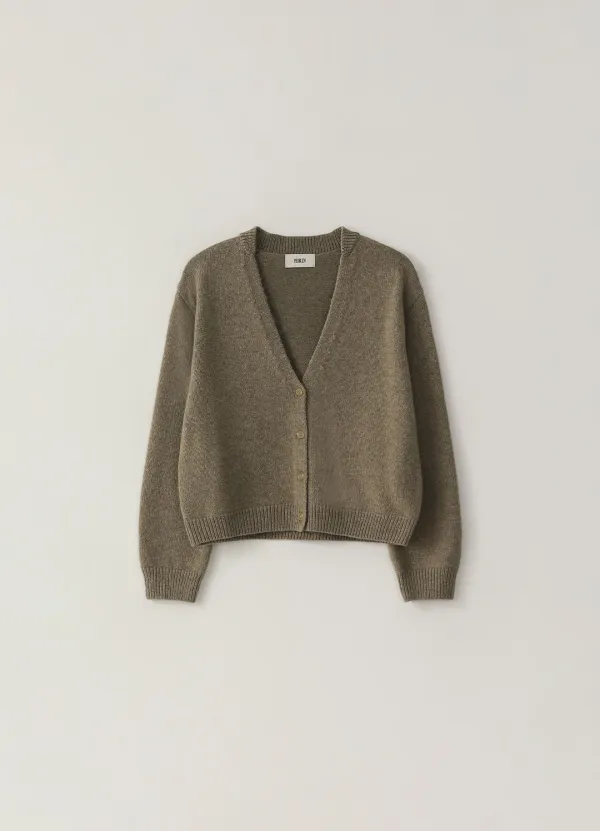 Amber Button V-Neck Cardigan - Beige (10월 말 순차배송)