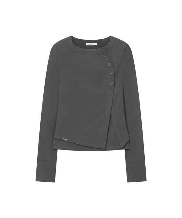 [레이 PICK] Layered placket long sleeve CHARCOAL