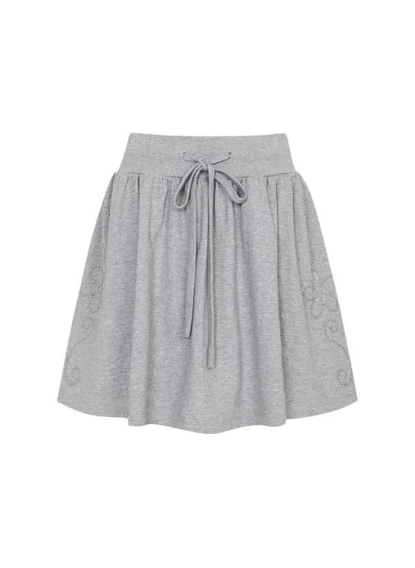Western Stud Skirt (Light Gray)