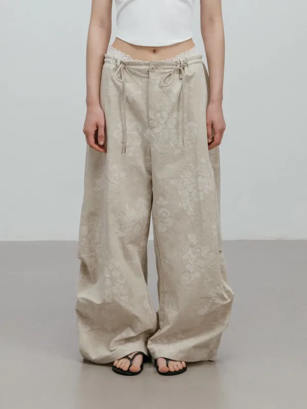 [5/29 예약배송] FLOWER WIDE PANTS / BEIGE