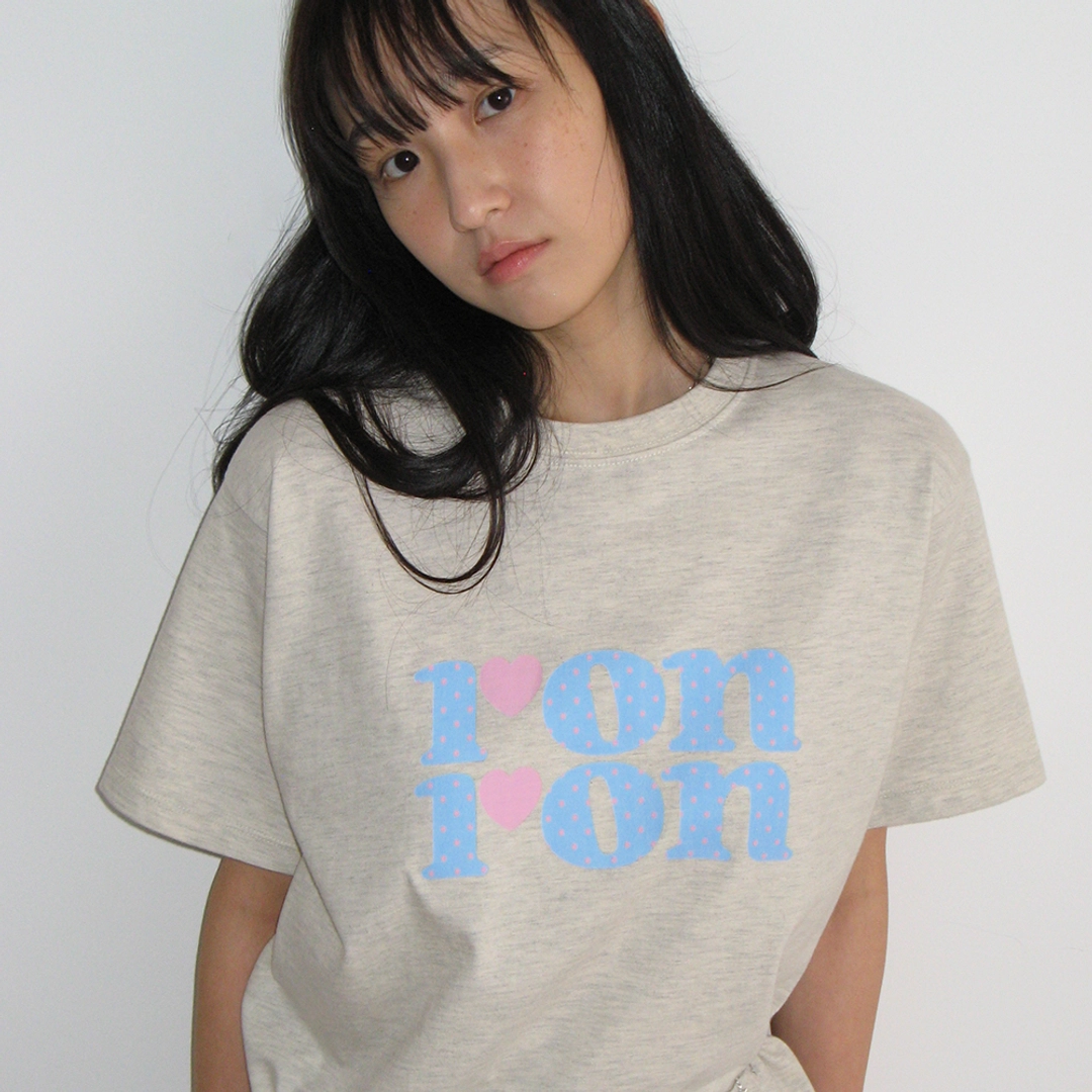 론론 PATTERN LOGO BASIC FIT T SHIRT OATMEAL 상품 이미지 1