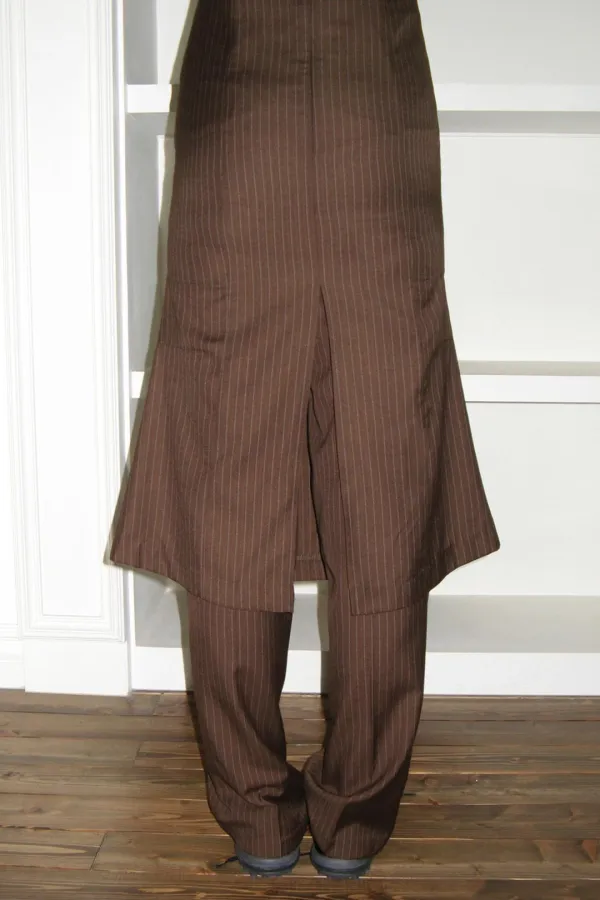 Herringbone Stripe Pants (Brown)