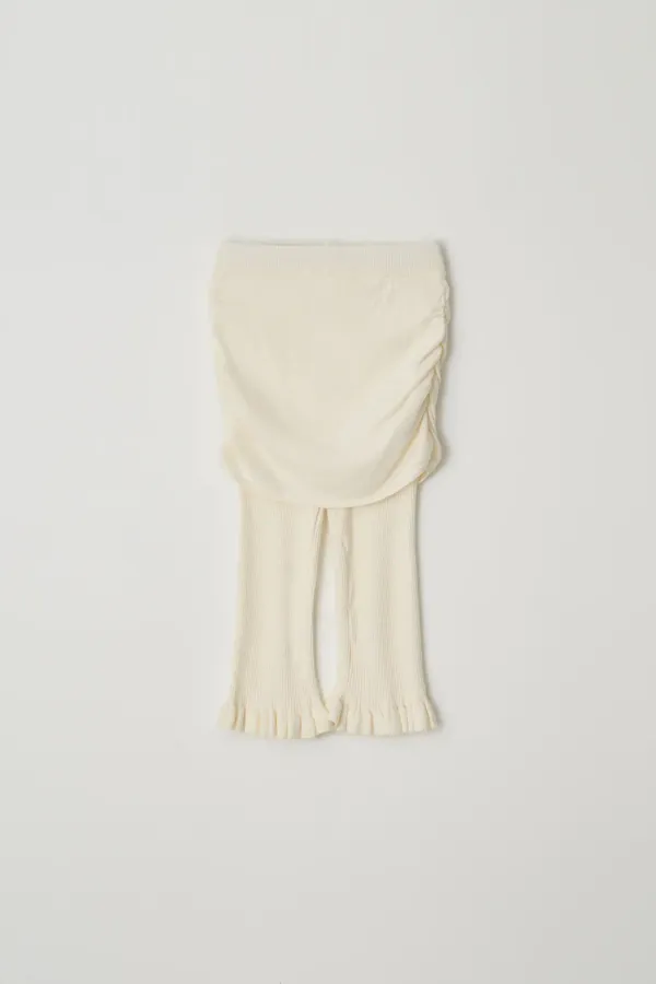 FRILL RIBBED SKIRT PANTS_IVORY