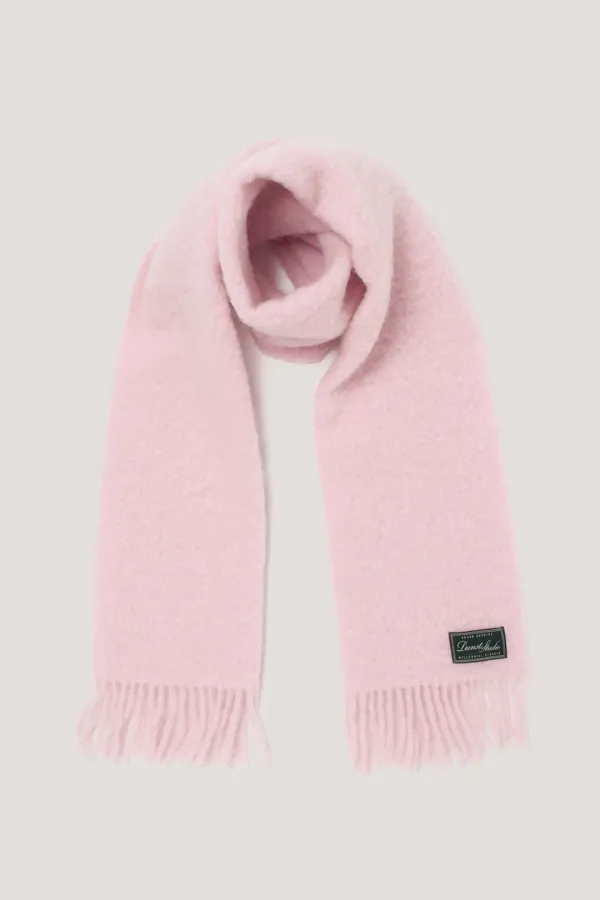 UNISEX FRINGED WOOL MUFFLER SOFT PINK