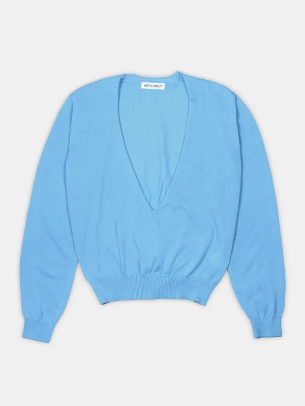 v neck layered knit (marine)