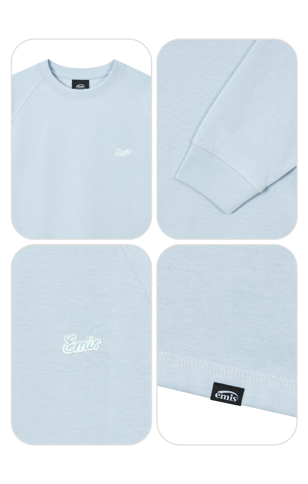 이미스 SMALL LINE PATCH RAGLAN LS T-SHIRT-ASH BLUE 상품 이미지 2