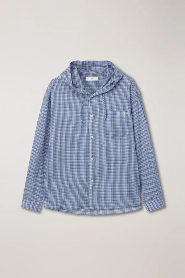 UNISEX CLASSIC HOODED SHIRT SOFT BLUE CHECK_UDSH6A107B1