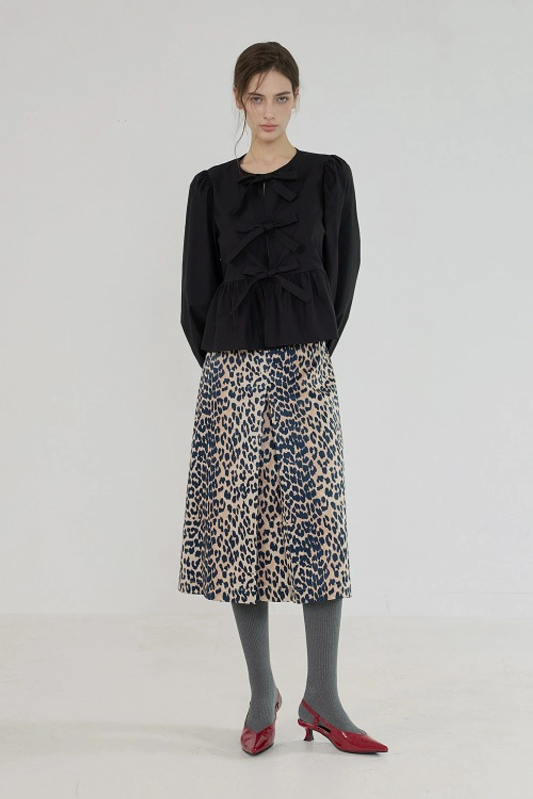 퀸스래빗 Soft Pleats Midi Skirt_Leopard 상품 이미지 2