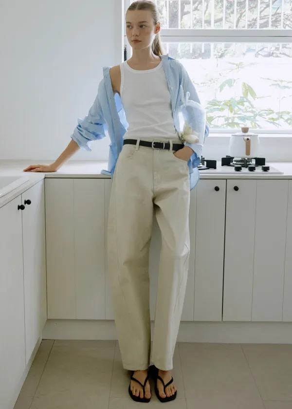 [5차] [기장선택] Round tomboy denim (cream)
