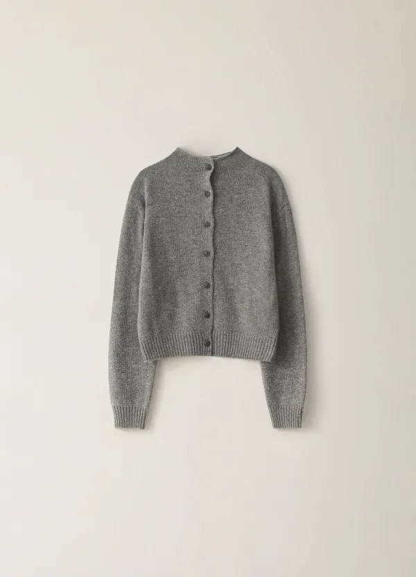 Camel Reversible High-Neck Cardigan - Gray