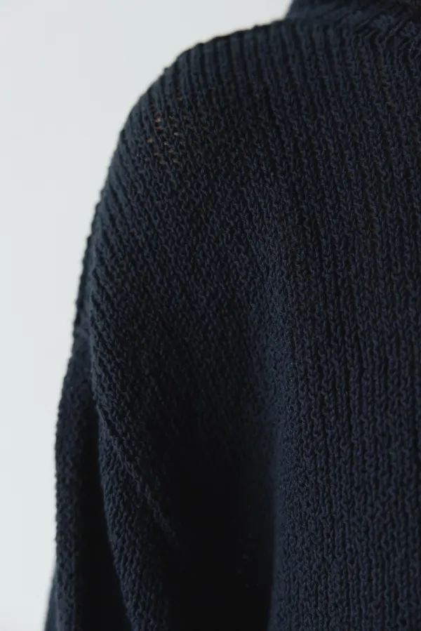 Cotton Hooded Knit (Navy)