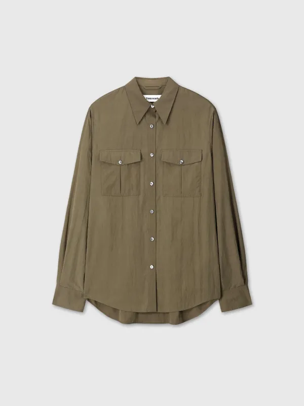 (W) DOUBLE-POCKET SHIRT_ KHAKI