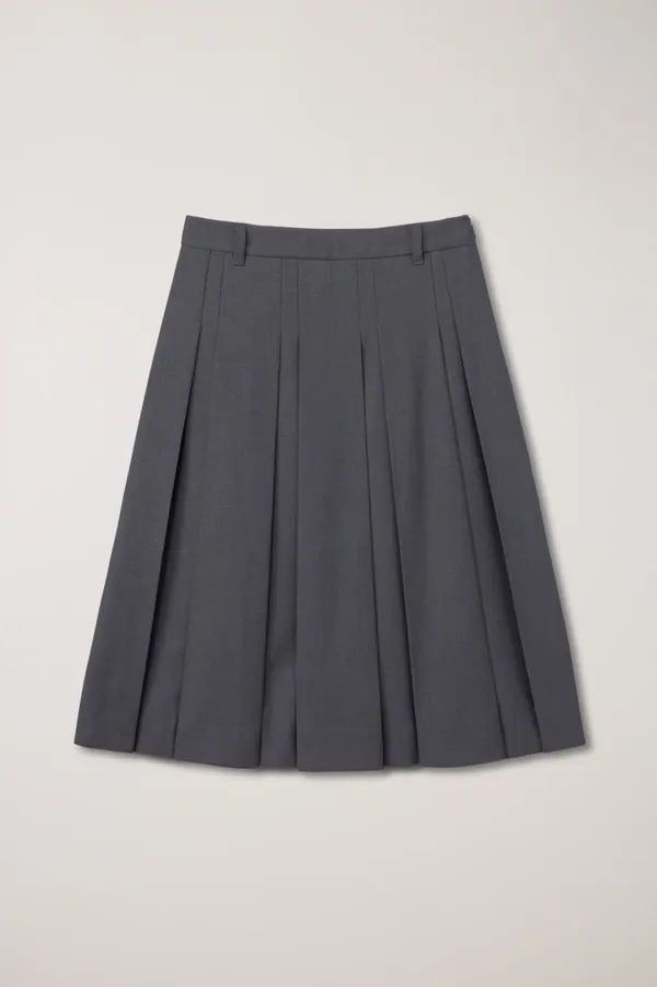 VOLUME PLEATS MIDI SKIRT MID GREY_UDSK6A204G2