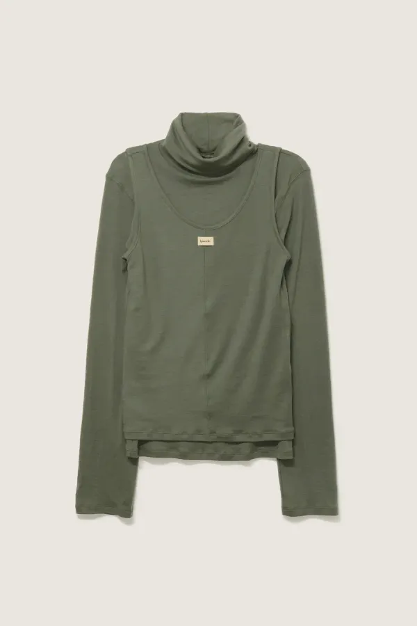 Layered turtleneck t-shirt (카키)