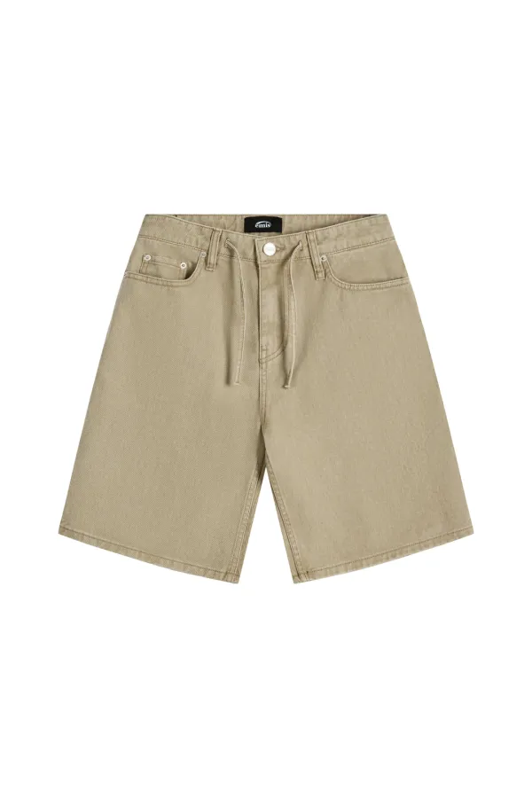 DRAWSTRING COTTON SHORTS-BEIGE