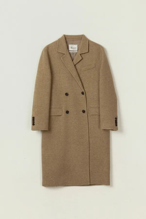 WOOL TWILL HANDMADE DOUBLE LONG COAT_CAMEL
