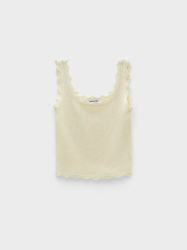 Lace Edge Sleeveless Knit_Cream