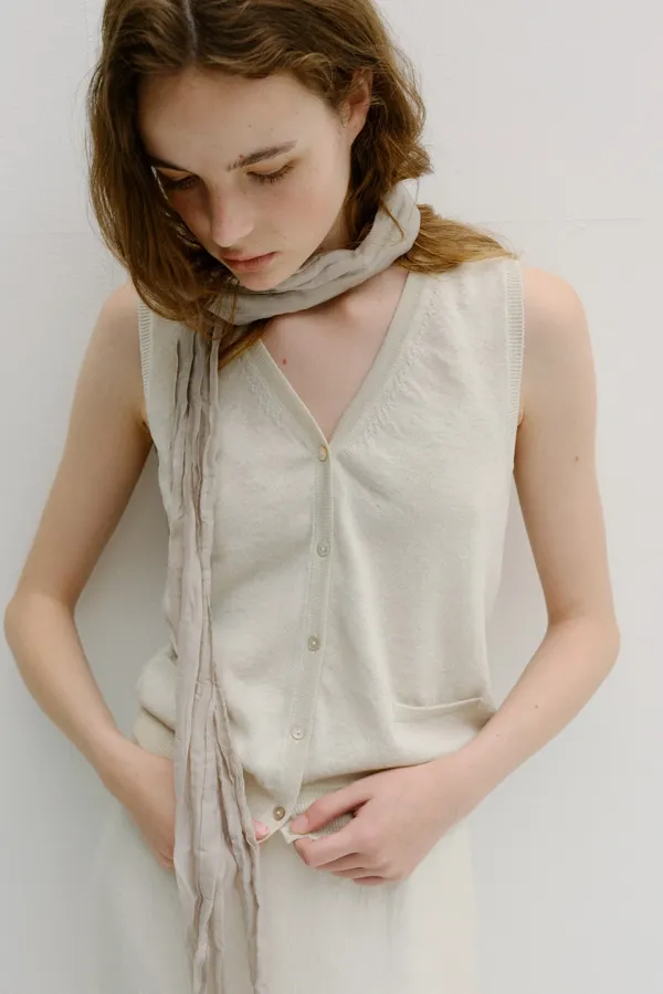linen vest pullover (mint grey)