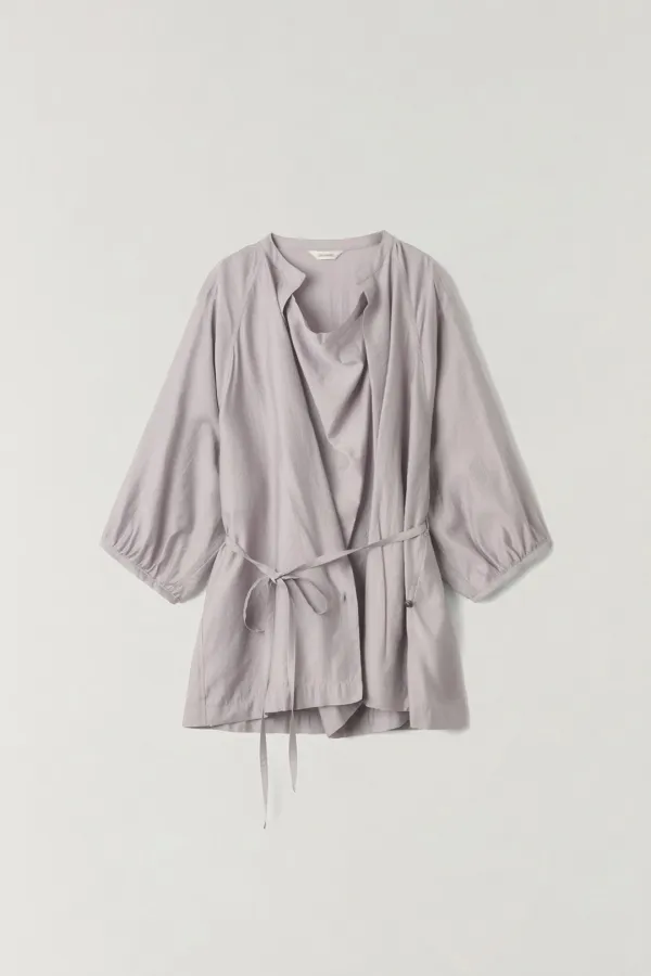 텐셀 드레이프 리본 블라우스 TAUPE GREY