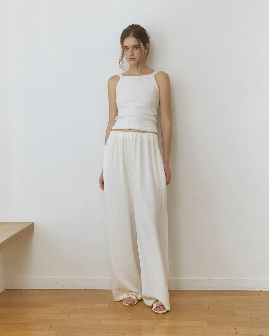 어다울 Linen hidden banding wide pants - ivory 상품 이미지 2