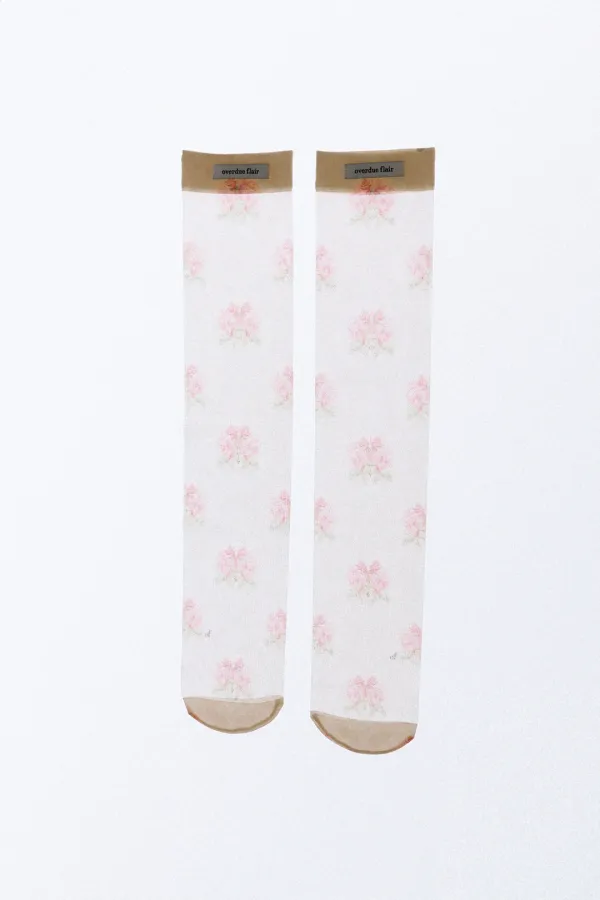 [EXCLUSIVE] ANTIQUE ROSE KNEE SOCKS_PINK