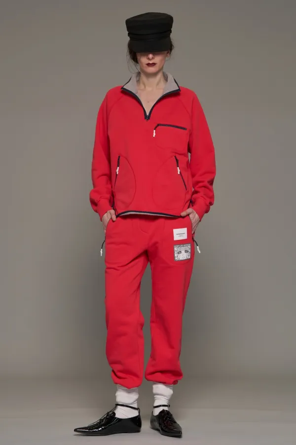 FW26 RED REVERSIBLE HALF-ZIP SWEATSHIRT