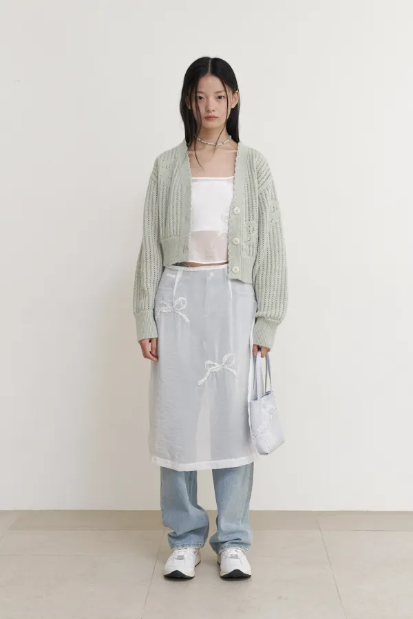 Ribbon Alpaca Cardigan (Mint)
