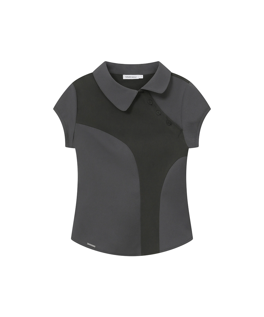 미세키서울 [레이 PICK] Diagonal placket layered shirt CHARCOAL 상품 이미지 1