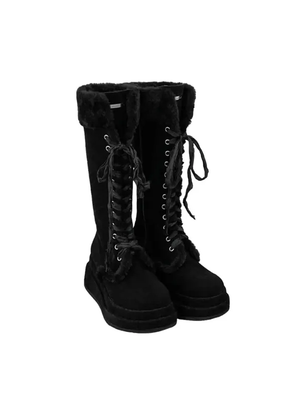 Winter Angel Fur Boots (Dark Black/Long)