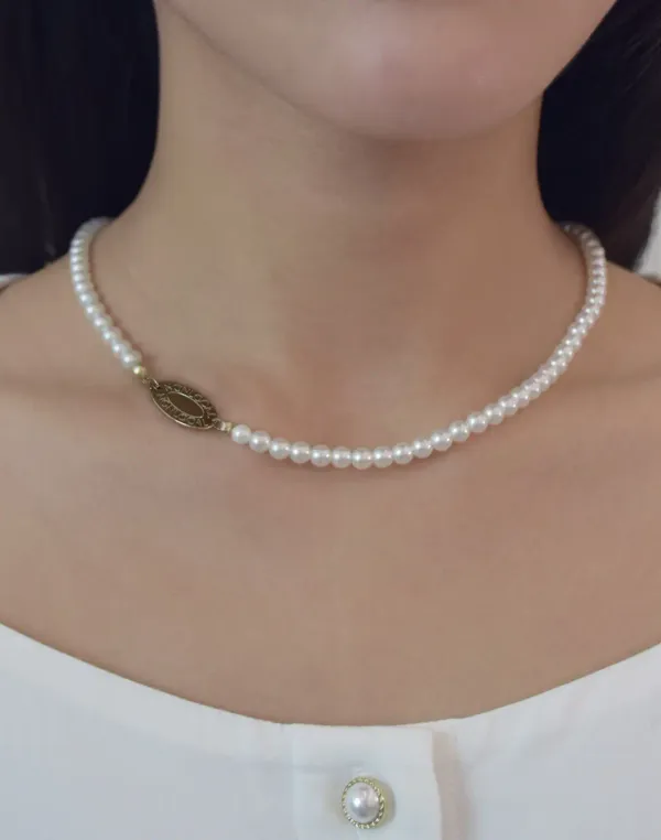 Gold Label Point Pearl Necklace - Cream