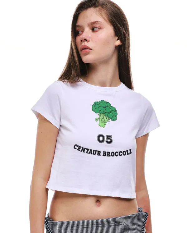 CENTAUR BROCCOLI CROP T-SHIRTS_WHITE