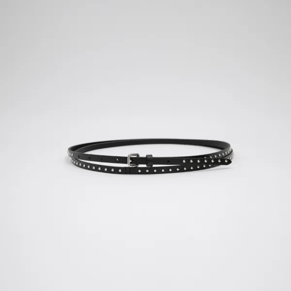(Z-BT-0027)LAYERED STUD REAL LEATHER BELT