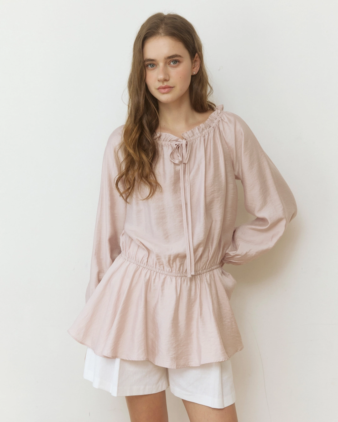 어다울 [단독] Layered two way frill blouse - pink 상품 이미지 1