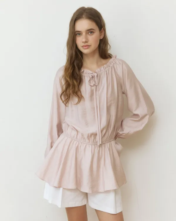 [단독] Layered two way frill blouse - pink