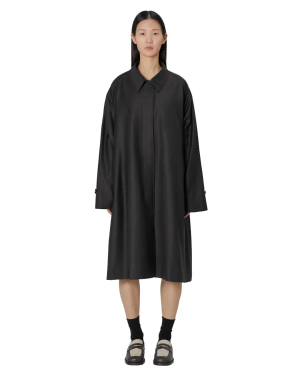 22SS W Wool Balmacaan Coat, Charcoal