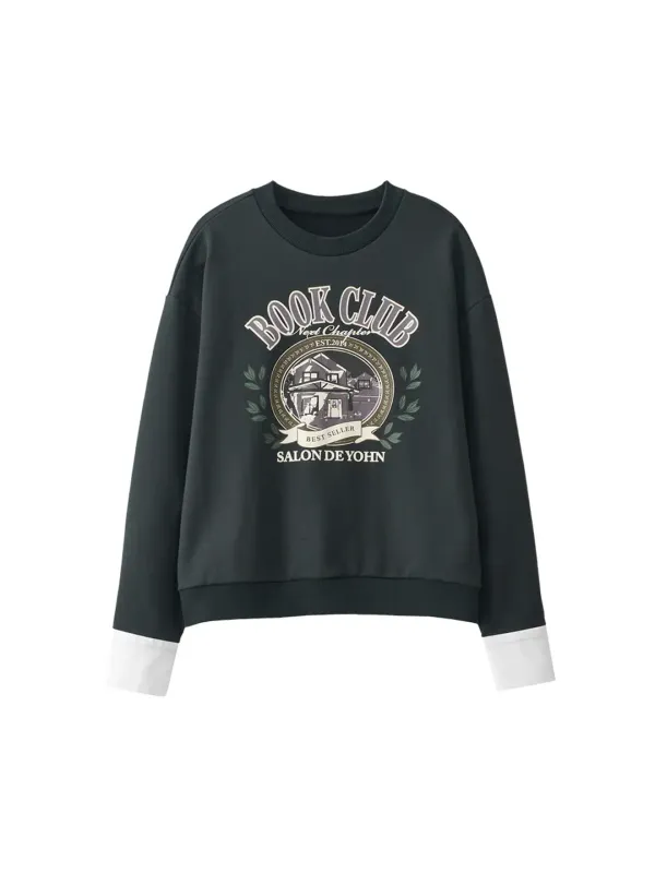 Logo Book Club Cuffs Sweatshirt_ Charcoal