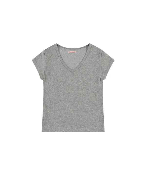 A3597 에센셜 V넥 티셔츠_Light gray